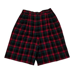 Pendleton Women's‎ Vintage Wool Plaid Pleated Shorts Size 8 Red Green